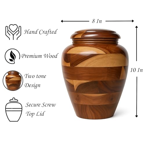 Large Wooden Cremation Urn – Handcrafted Memorial for Human Ashes, Adult Funeral Urn for Men & Women (Rosewood, Large (200Cu/Inches)) - size: Large (200Cu/Inches)