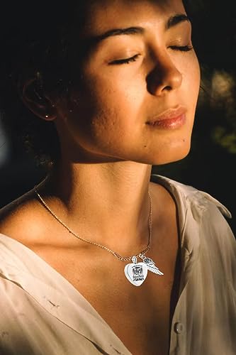Angel Wing Heart Urn Necklaces for Ashes A PIECE OF MY Dad Mom Daughter Son Papa Cremation Jewelry Keepsake Memorial Pendant for Women Men - style: Daughter