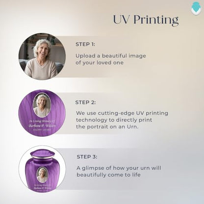 Geturns Embrace Adult Personalized Picture Cremation Urns for Human Ashes I Large Photo Pearl Purple Funeral Urn for Men and Women I 200 lbs - color: Pearl Purple