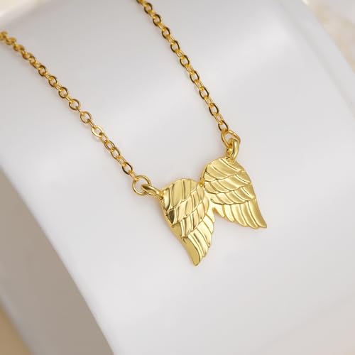 Little Hug from Heaven Angel Wings Necklace Gift for Women, Guardian Angel Sympathy Condolence Gift for Loss Mom Dad - style: angel wings neck gold