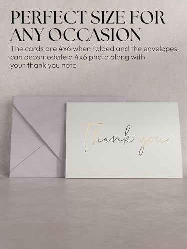 Thank You Cards & Envelopes Set - 100 Blank Cards - Wedding, Baby Shower & More - 4x6