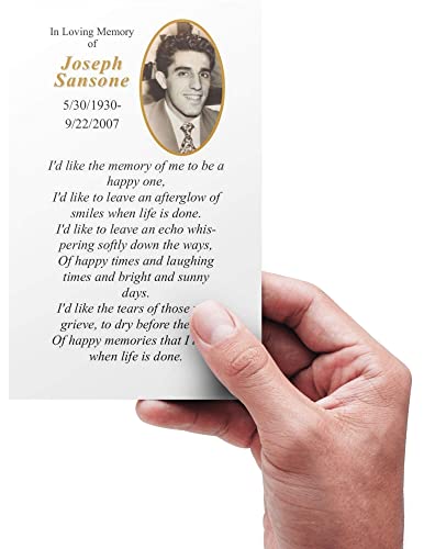 Copy King Funeral Memorial Prayer Cards with Custom Personalized Photo and Prayer, 50 Cards