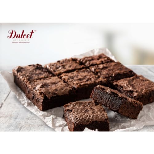 Dulcet Gift Baskets Premium Gourmet Gift Box Gourmet Chocolate Brownie Tin Brownie Assortment Delicious Cheesecake, Rocky Fudge, Chocolate Ganache, Brownies Fresh Healthy Ingredients Happy Holidays Gift - color: All Occasions