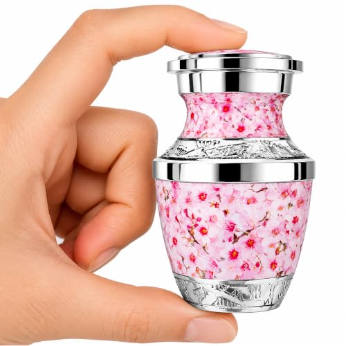 Pink Cherry Blossom Urn for Ashes for Women – Small Keepsake Cremation Urns for Adult Female – Memorial Funeral Urn for Human Ashes, Home Display, or Burial - color: Cherry Blossoms, size: Small
