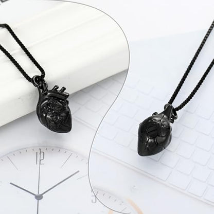XSMZB Heart Cremation Jewelry Ashes Pendant for Human Pet Funeral Urn Necklace for Ashes Women Men Memorial Urn Jewelry - color: Black