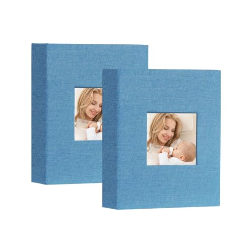 Artmag Mini Photo Album 4x6 50 Pockets 2 Pack, Linen Cover with Front Window Album Each Holds 52 Vertical Photos for Family Wedding Baby Children (Teal) - color: Teal, size: 50 Pockets/2PKS