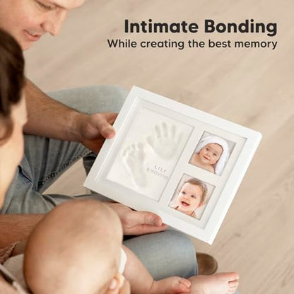 Baby Hand and Footprint Kit Quick Dry Clay Baby Footprints (Alpine White) | Pets Paw Kit, Newborn Keepsake Picture Frame for Boys, Girls, Personalized New Mom Gifts for Shower & Registry, Grandparents - color: Alpine White