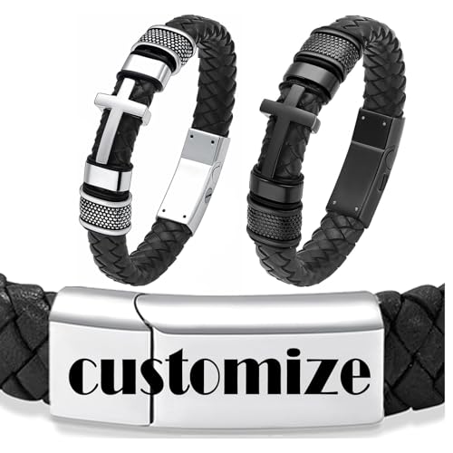 zeqingjw Cremation Memorial Urn Bracelet Made of Genuine Leather, Stainless Steel Cremation Bangle Keepsake Urn Bracelet for Ashes - color: Style 2-Customize 1PCS
