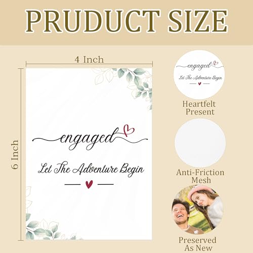Engaged Gifts Photo Album Holds 36 4x6 Photos, Engagement Gifts for Couples Newly Engaged, Engagement Gift, Let the Adventure Begin Small Photo Album Memory Keepsake - color: Enagaed