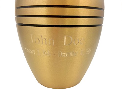 Dignity Gold Custom Cremation Urn by Beautiful Life Urns - Engravable Funeral Urn (Small) - color: Gold - Custom, size: Small
