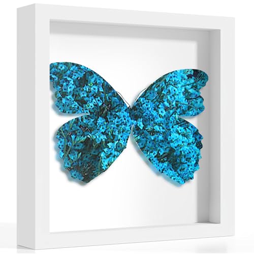 10x10 White Wooden Shadow Box Frame, 1.2" Deep, Tempered Glass | Black Backboard, Tabletop & Vertical/Horizontal Wall Display, Memorabilia Display, Wedding/Baby Keepsakes & Crafts - color: White, size: 10x10