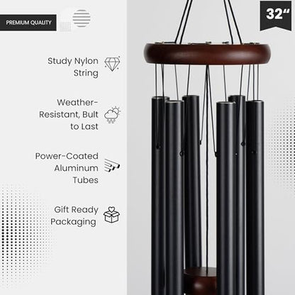 Memorial Wind Chimes for Loss of Loved One, Windchimes in Memory of a Loved One, Sympathy Gift Baskets, Bereavement Condolence Gifts, Memorial Gifts for Loss of Mom, 32" Sympathy Feather, Black - size: 32" Feather