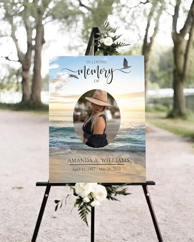 Blue Ocean Funeral Welcome Sign, Celebration of Life Welcome Sign, in Loving Memory Sign, Celebration of Life, Celebration of Life Sign, Memorial Sign with Photo,Funeral Welcome Sign #Tfo12 - color: Version #12