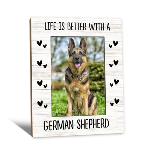 German Shepherd Gifts Dog Picture Frame 5x7, Gifts for GermanShepherd Lovers Owners Photo Frame, Life is Better with a German Shepherd Dog Wooden Picture Photo Frames for Desk Decor - color: german shepherd