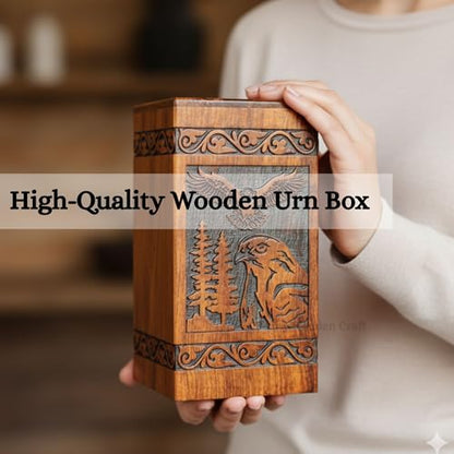Wooden Urn for Human Ashes Adult Male/Women - Rosewood Funeral Cremation Urn for Ashes - Eagle Wooden Urns Hand-Crafted (XS(5x4.25) 60 Cu/in) - color: Xs(5x4.25) 60 Cu/in