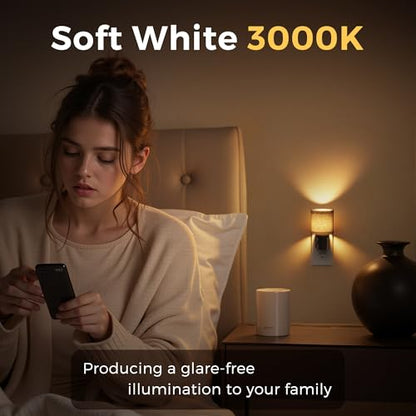 L LOHAS LED Night Lights Plug into Wall,Linen Fabric Cylinder Night Light - color: Cylinder-3000K, size: 1 Pack