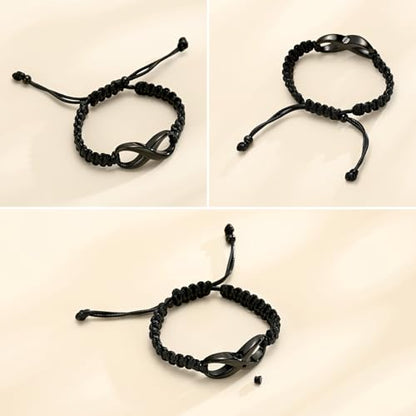 Minicremation Cremation Bracelet for Ashes Infinity Memorial Jewelry Urn Bracelet Braided Rope Adjustable Keepsake Bangle for Women Men - color: Black