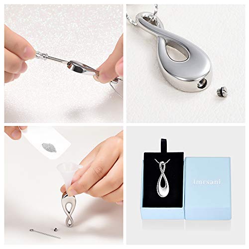 Imrsanl Infinity Cremation Jewelry Urn Necklace for Ashes | Memorial Lockets Pendant, Ashes Holder, Funeral Keepsake of Loved Ones, For Women Men - color: Silver
