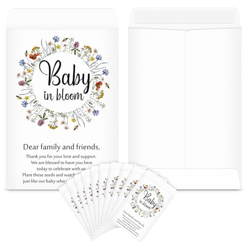 Fumete 100 Pcs Baby Shower Seed Packet Adhesive Envelopes, Colored Flowers - style: Colored Flowers