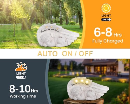 NEWDREAM Solar Dog Pet Memorial Statue,Pet Loss Gifts, The Angel Dog Statue Commemorates,Pet Loss Sympathy Remembrancecat with Solar Light Outdoor Dog Memorial Gifts, Dog Angel Wings Visit the Store