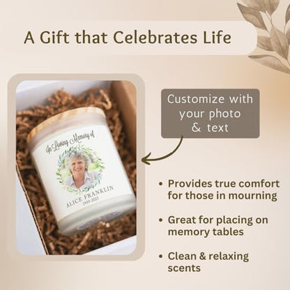 Personalized Memorial Candle Gift | Celebration of Life | Happy Heavenly Birthday | Sympathy Loss of Mother Father | Grief Sympathy and Condolence Gift for Loss of Loved One Mom Dad Brother Remebrance