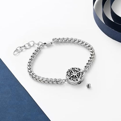 constantlife Compass Urn Bracelet for Ashes Stainless Steel Adjustable Link Bangle Cremation Keepsake Loved Ones Memorial Jewelry for Women Men - color: Customize