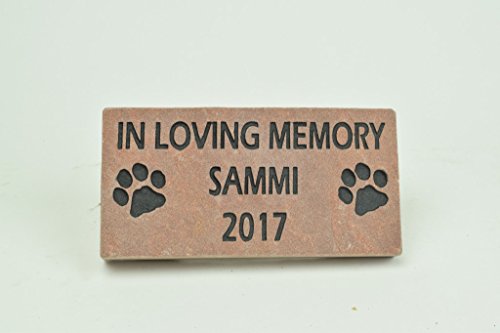 Engraved Stone Pet Memorial Headstone, Red, 4x8 Inches | Grave Marker, Dog Cat, Flagstone