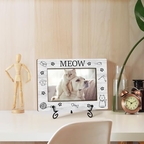 Utaqer Cat Picture Frame, You Had Me At Meow, Picture Gifts For Women Wife Friend, Wooden Picture Frame For Birthday Holiday Thanksgiving, 4X6 Photo Frame With Stand -26 - style: Cute Meow