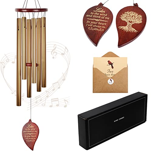 Memorial Wind Chimes Gift, Windchime for Loss of Loved one, Outside deep Tone Large aluminiu, Bereavement Memorial Gifts Sympathy Wind Chimes,Unisex Gift Garden Decor,mom,Grandmother,Women Gifts - size: Teardrop-Golden Envelope