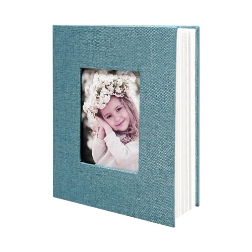 Photo Album 4x6 100 Pockets, Linen Cover Top Loader Vertical, Slip-in Picture Sky Blue Pockets Albums for Wedding, Family, Anniversary, Baby, Vacation - color: Sky Blue, size: 100 Pockets