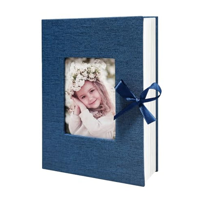 Photo Album 4x6 100 Pockets, Slip-in Picture Albums, Linen Cover Top Loader Vertical Pockets Albums for Baby, Kids Boy Girls, Wedding, Family, Anniversary, Blue - color: Blue, size: 100 Pockets white Bandage