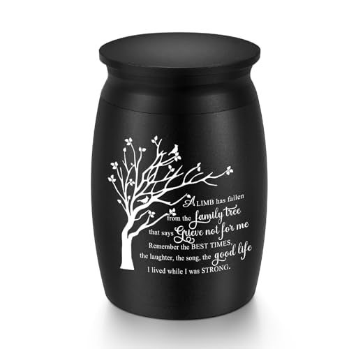 XIUDA Small Urns for Human Ashes Keepsake Tree of Life Aluminum Memorial Mini Cremation Urn for Women Men Decorative Funeral Urns