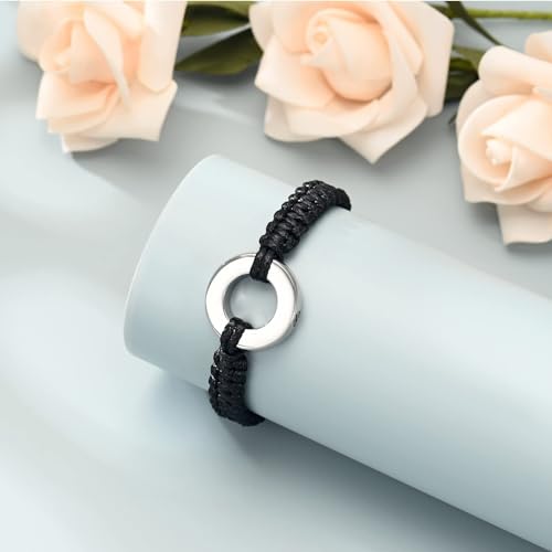 Circle of Life Urn Braided Bracelet for Ashes for Women Men | stainless steel urn bracelet,adjustable,cremation jewelry,holds pet & human ashes,memorial gift,leak-proof sealed,engraved - color: Silver