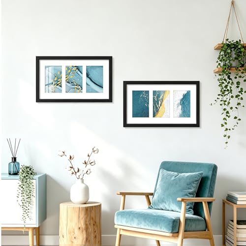 DUENPY 2 Pack 8x14 Collage Frame For 3 4x6 Photos Black - color: Black, size: 8x14（4x6 opening）-2 Pack