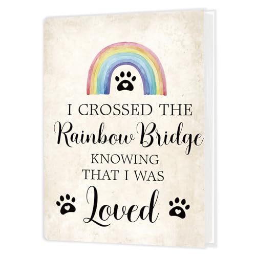 Pet Memorial Gifts Photo Album Holds 36 4x6 Photos, Pet Loss Gifts, Loss of Dog Cat Sympathy Gift, I Crossed the Rainbow Bridge Small Photo Album Memory Keepsake - color: Dog Mourn