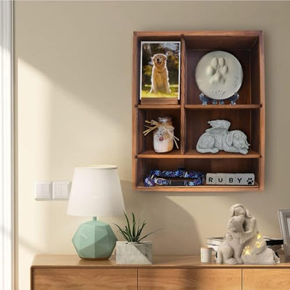 Solid Wood 11*14" Pet Memorial Shadow Box with Adjustable Shelves - color: Charred Black