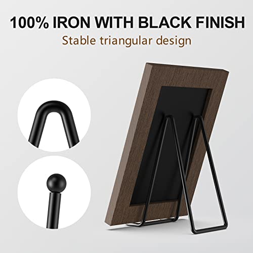 3 Pack 6 Inch Plate Stands for Display - Metal Picture Stand Plate Holder | Frame Holder Fits 7"-15" H Book, Photo, Cookbook, Sturdy Rust-Resistant Solid Iron, Small Easel for Wedding Home Decor, Black