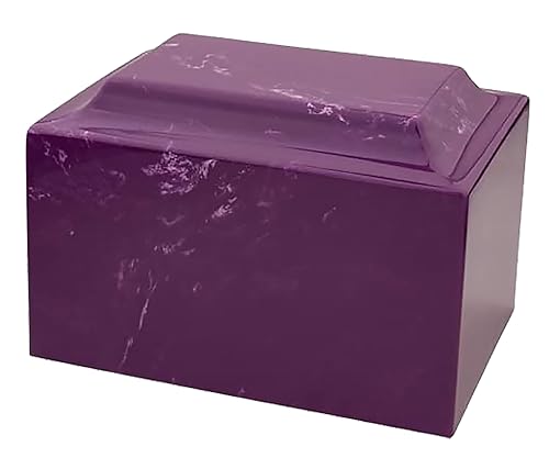 Custom Engraved Mackenzie Urn Vault - Up to Three Line of Custom Engraving Included. Six Different Custom Fonts to Choose from. Cultured Marble Adult Full Size urn. Amethyst Color.