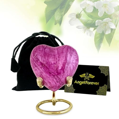 Heart Urn with Stand & Box Keepsake Urn for Human Ashes Mini Cremation Urn for Men & Women (Pink) - color: Pink