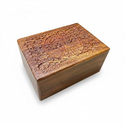 Round Tree Wooden Urn Box for Human Ashes, Cremation Funeral Urns, Decorative Urn, Pet Memorial Box, Cat Infant Adult Urn, Burial Ash Keepsake - Medium - size: Medium