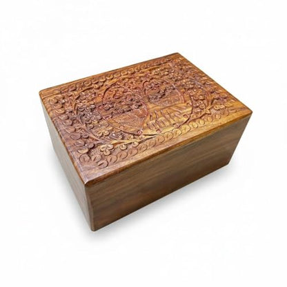 Round Tree Wooden Urn Box for Human Ashes, Cremation Funeral Urns, Decorative Urn, Pet Memorial Box, Cat Infant Adult Urn, Burial Ash Keepsake - Medium - size: Medium