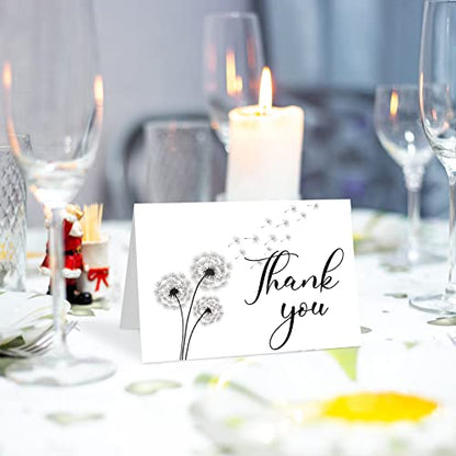 Fumete 50 Set Funeral Thank You Cards, Dandelion - style: Dandelion