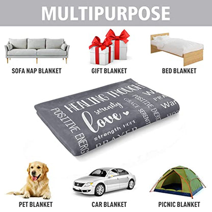 Warm Hugs Healing Blanket, Get Well Gifts for Women Men | Cancer Care, Chemo, After Surgery, Get Well Soon, Thinking of You Gifts, Soft Throw Blanket 50" x 60" - color: Grey, size: 50"x60"