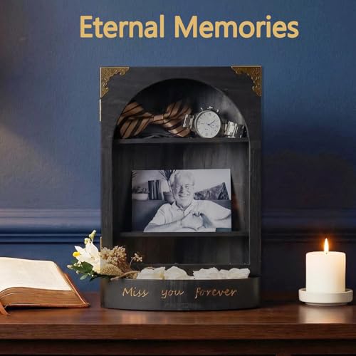 DGWJSU Sympathy Gifts, Keepsake Box, Shadow Boxes Display Cases, Black | Memorial Gifts, Keepsake Box, Sympathy Gift for Loss of Loved One, Celebration of Life Memorial, Bereavement Gifts - color: Black
