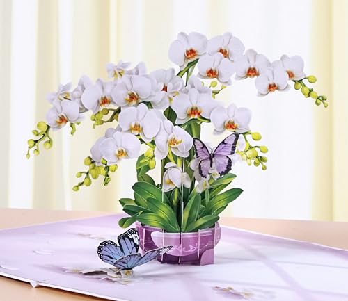 CUTPOPUP Sympathy Pop Up Card, 3D Orchid Flower Condolence Card, With Deepest Sympathy Bereavement Card for Loss of Loved One, Mom, Dad, Pet SD293US - color: Sympathy Orchid-6x8in