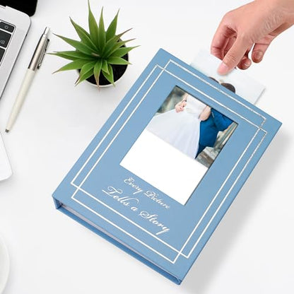 Photo Album 4x6 50 Photos Leather Cover Wedding Photo Albums Extra Large Capacity Picture Book with Beautiful Prints Presents for Wedding Baby Vacation Lightblue - color: Lightblue, size: 50 Pockets