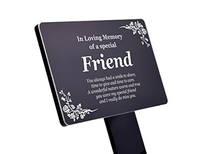 Friend Memorial Remembrance Plaque Stake - Black, Waterproof, Outdoor, Grave Marker, Tribute, Plant Marker (Black)