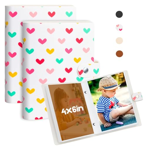 Ruibytree 2 Pack Mini Photo Albums 4x6 Pictures, 104 Photos Total, White - color: White