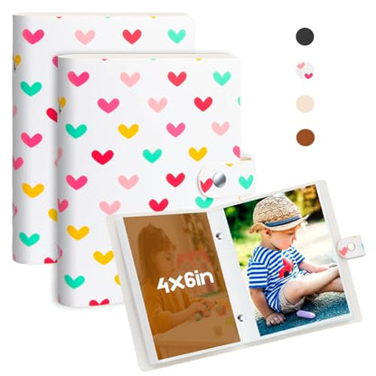 Ruibytree 2 Pack Mini Photo Albums 4x6 Pictures, 104 Photos Total, White - color: White