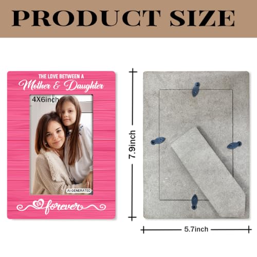 Mother Daughter Photo Frame Gift, Beautiful Mom Birthday Gifts, Christmas Gifts, The Love Between A Mother & Daughter is Forever Photo Frames, Farmhouse Wooden Picture Frame Gift A2 - color: BlueB